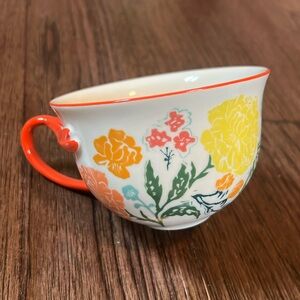 Arboretum Floral Orange Dragonfly Handle Mug Anthropologie